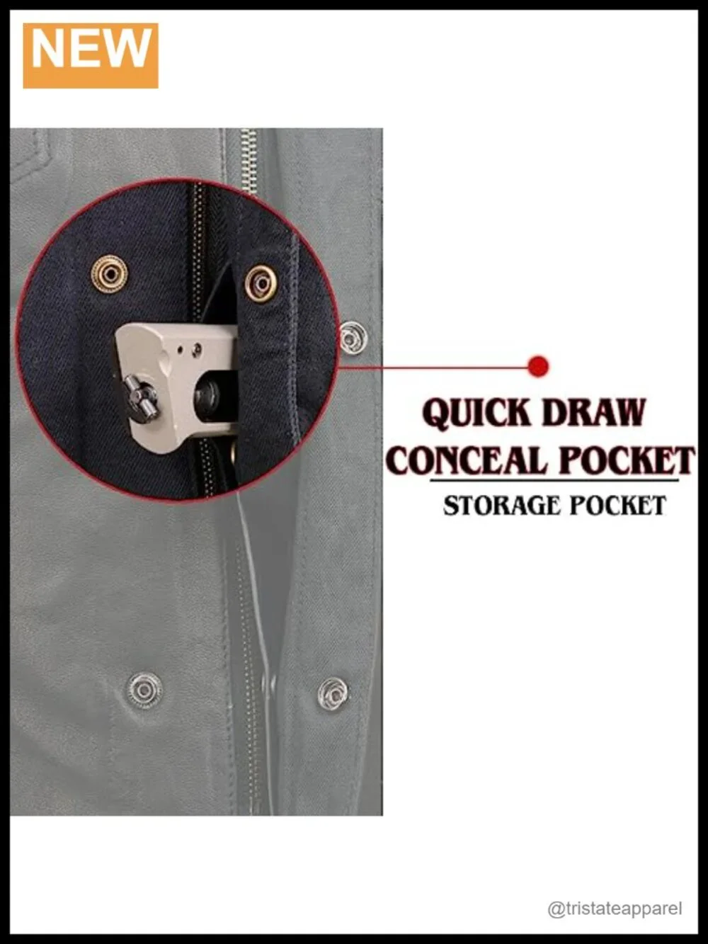 Women's Leather Motorcycle Vest Concealed Carry Snap Zip Closure
